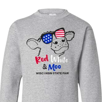 Red White & Moo Youth Crewneck